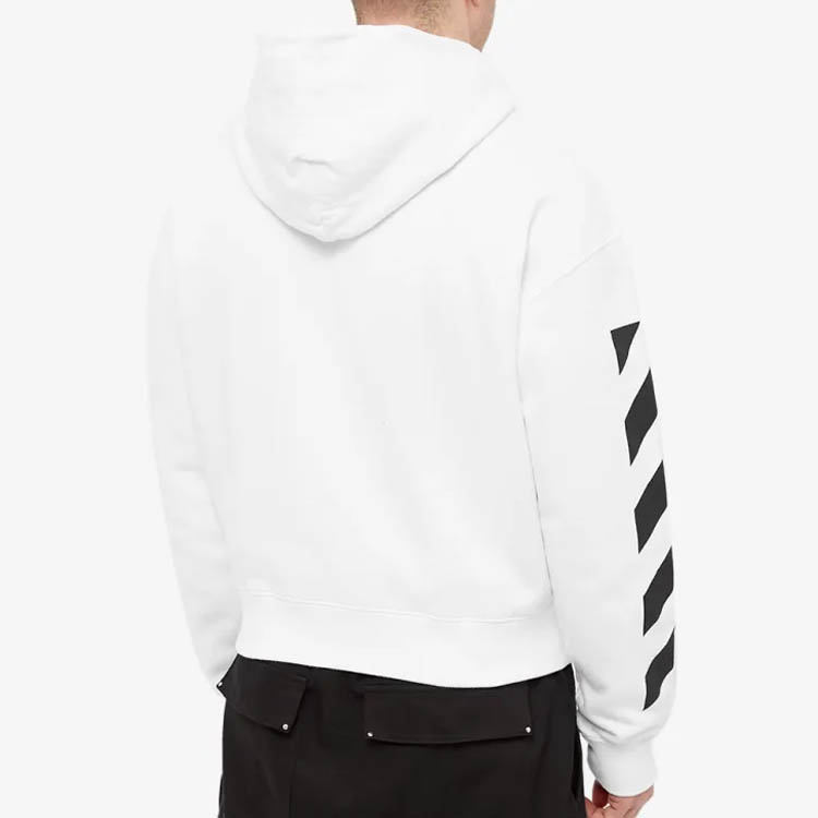 Details for OFF-WHITE SS22 斜纹条纹连帽衫 白色 常规版型 OMBB037C99FLE0010110