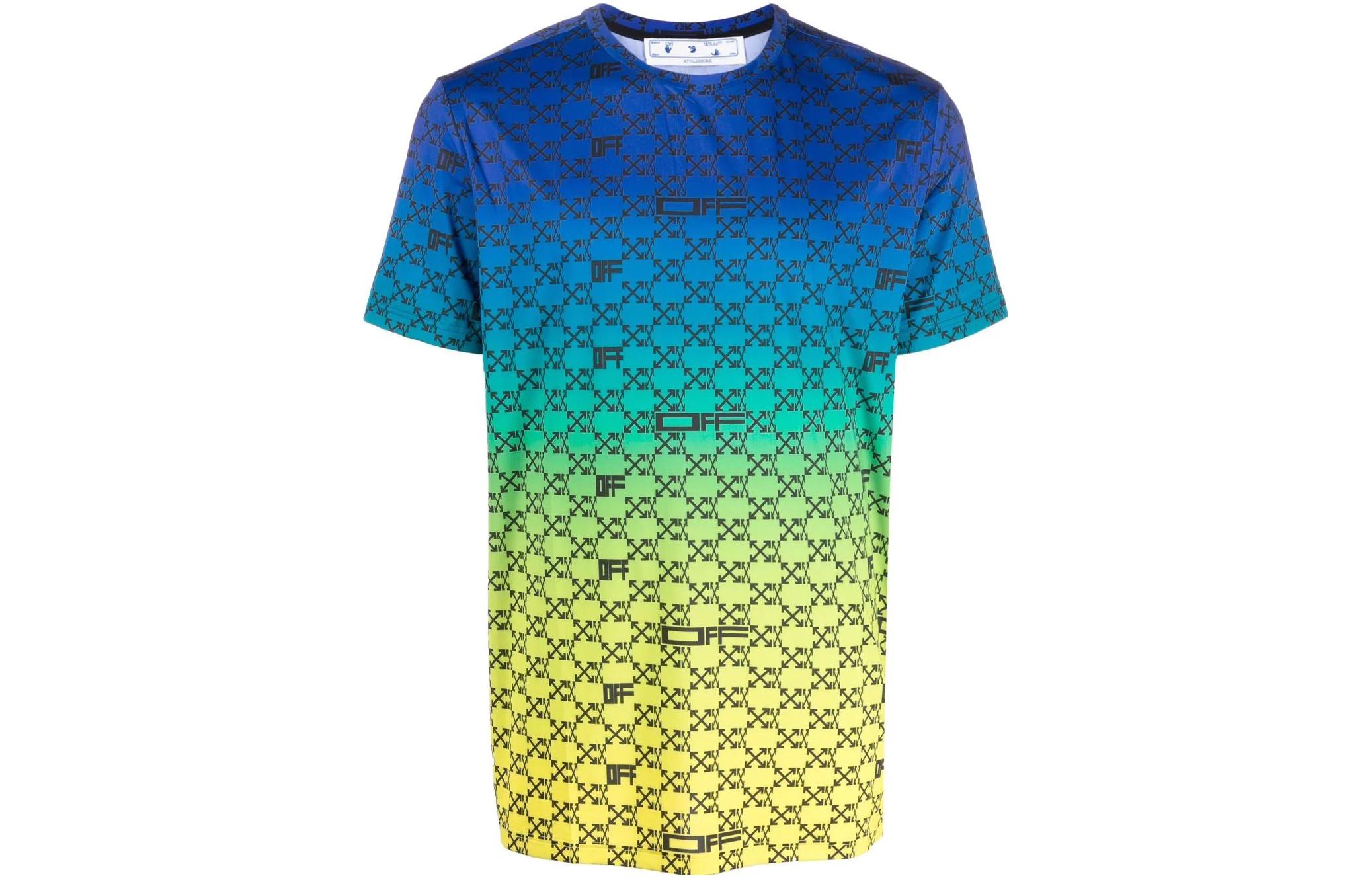 OFF-WHITE SS22 Gradient Geometric Print Blue T-Shirt Mens Short Sleeve OMVA034S22FAB0018410 圖 2