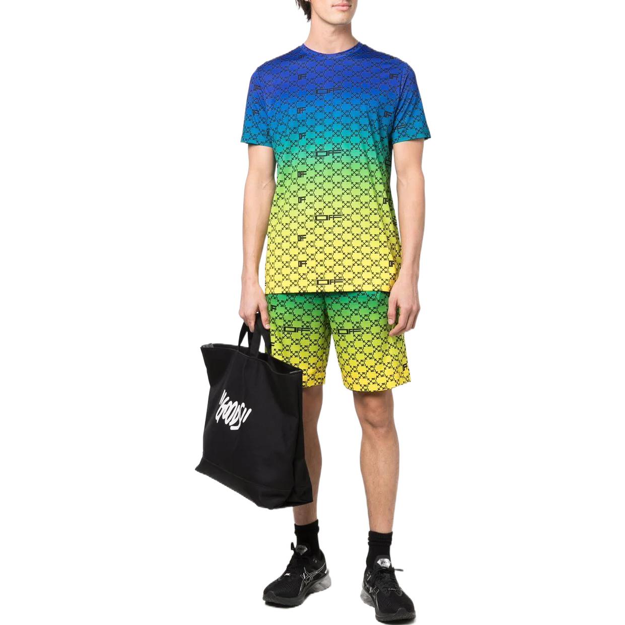OFF-WHITE SS22 Gradient Geometric Print Blue T-Shirt Mens Short Sleeve OMVA034S22FAB0018410 圖 3