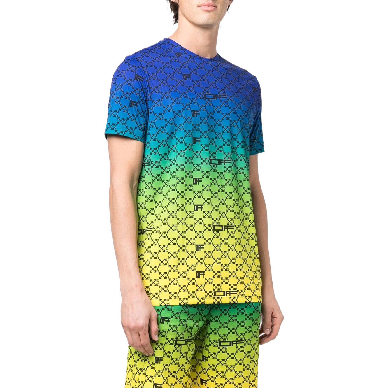 OFF-WHITE SS22 Gradient Geometric Print Blue T-Shirt Mens Short Sleeve OMVA034S22FAB0018410 圖 4
