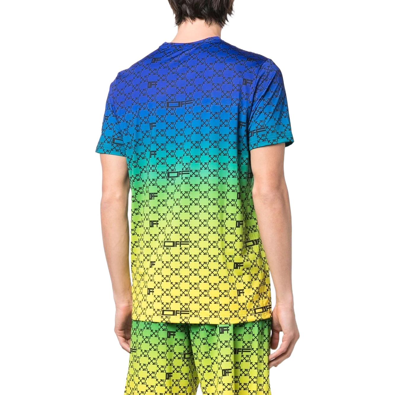 OFF-WHITE SS22 Gradient Geometric Print Blue T-Shirt Mens Short Sleeve OMVA034S22FAB0018410 圖 5