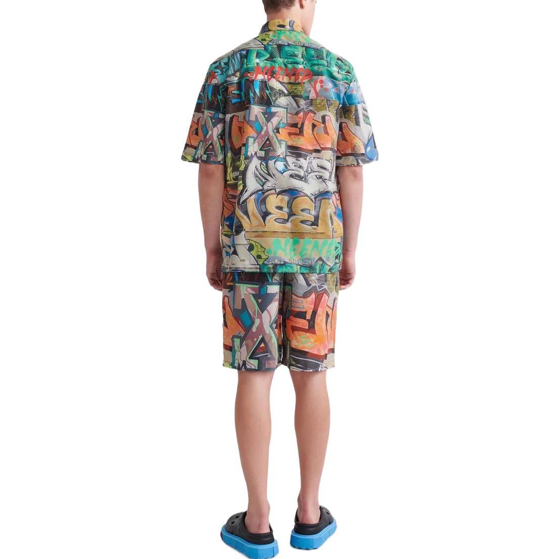 Shop オフホワイト SS22 グラフィティプリントロゴ 半袖シャツ マルチカラー メンズ OMGA216S22FAB0018400