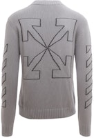 OFF-WHITE SS22 Grey Crewneck Logo Embroidered Long Sleeve Sweater . OMHE087C99KNI0010610 OFF-WHITE SS22 Grey Crewneck Logo Embroidered Long Sleeve Sweater . OMHE087C99KNI0010610