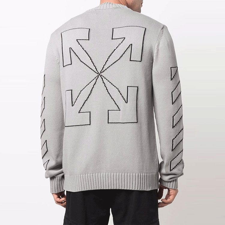 Details for 오프화이트 SS22 그레이 로고 자수 크루넥 긴팔 스웨터. OMHE087C99KNI0010610