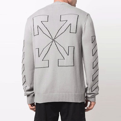 오프화이트 SS22 그레이 로고 자수 크루넥 긴팔 스웨터. OMHE087C99KNI0010610 Details for 오프화이트 SS22 그레이 로고 자수 크루넥 긴팔 스웨터. OMHE087C99KNI0010610