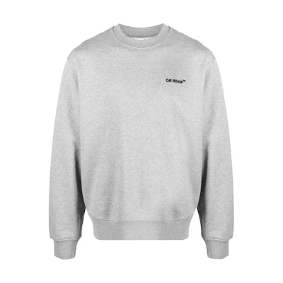 OFF-WHITE SS22 Grey Logo Print Crewneck Pullover Sweatshirt Mens Regular Fit OMBA057C99FLE0100810