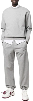 OFF-WHITE SS22 グレー ロゴプリント クルーネック スウェットシャツ メンズ レギュラーフィット OMBA057C99FLE0100810 Lookbook OFF-WHITE SS22 グレー ロゴプリント クルーネック スウェットシャツ メンズ レギュラーフィット OMBA057C99FLE0100810