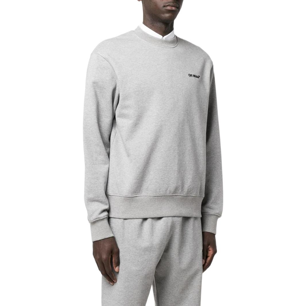 OFF-WHITE SS22 Grey Logo Print Crewneck Pullover Sweatshirt Mens Regular Fit OMBA057C99FLE0100810 圖 5