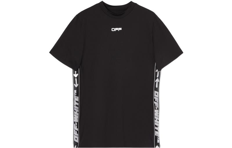 Buy OFF-WHITE 2022春夏字母印花黑色短袖T恤 休闲版型 OMVA026C99FAB0011001