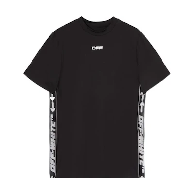 OFF-WHITE SS22 Letter Print Crewneck T-Shirt Black Regular Fit Short Sleeve OMVA026C99FAB0011001