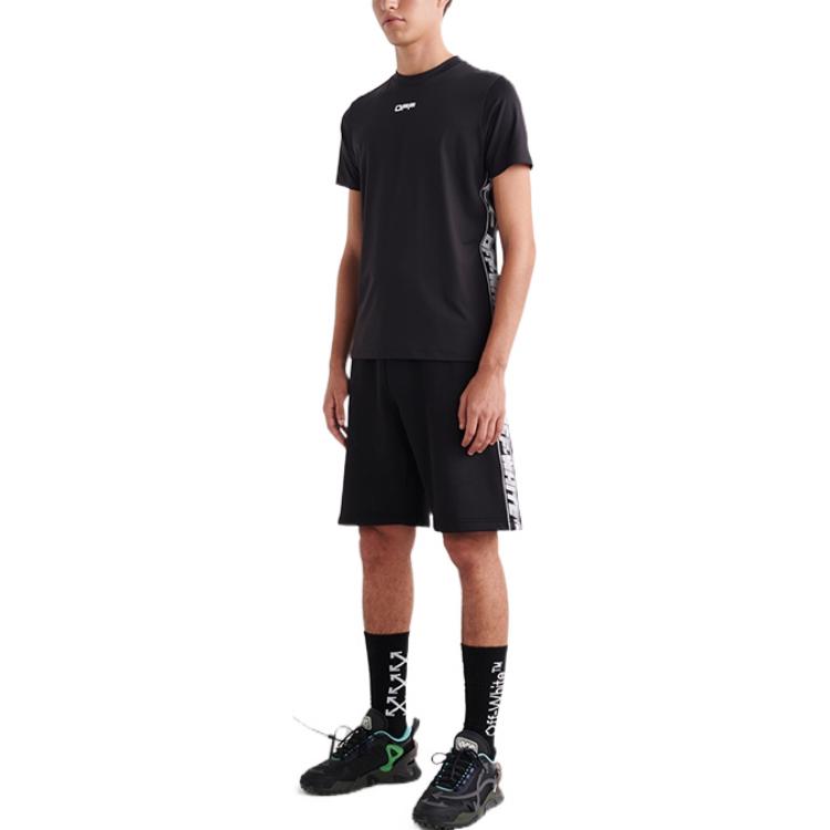 Purchase OFF-WHITE 2022春夏字母印花黑色短袖T恤 休闲版型 OMVA026C99FAB0011001