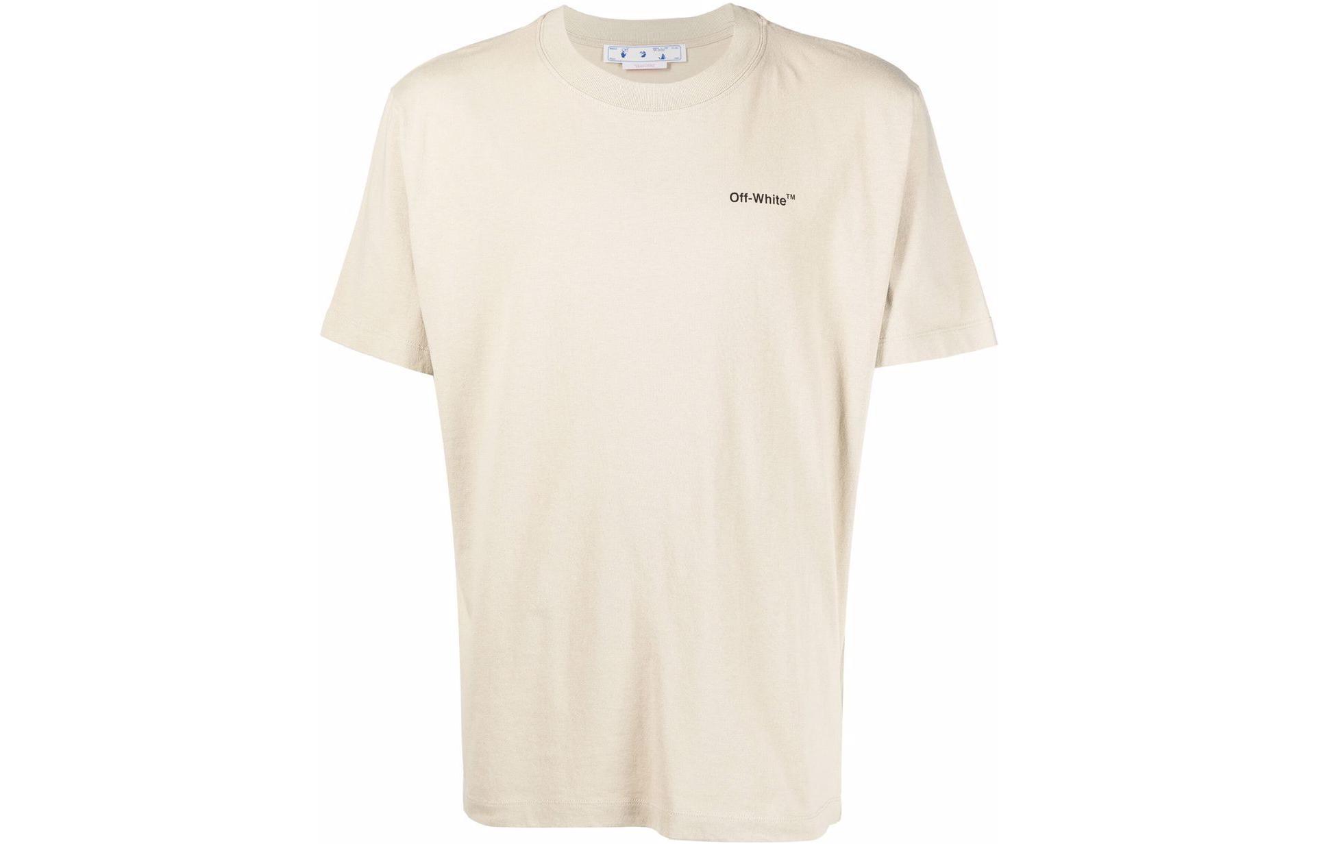 OFF-WHITE SS22 Logo Crewneck Graphic T-Shirt Beige OMAA027S22JER0051710