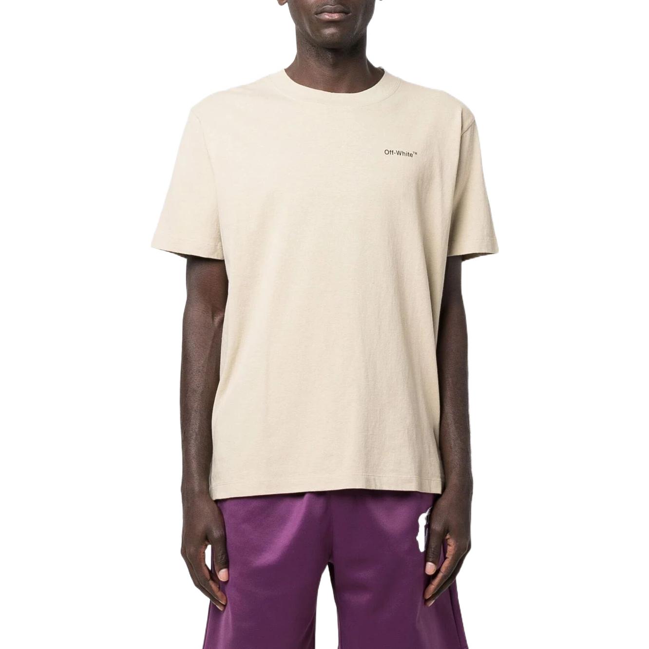 OFF-WHITE SS22 Logo Crewneck Graphic T-Shirt Beige OMAA027S22JER0051710 圖 3