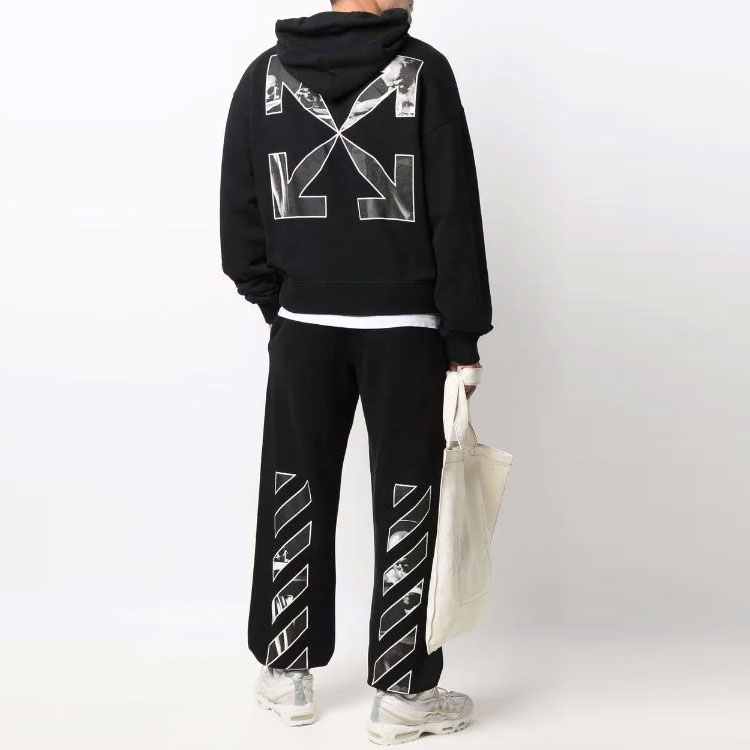 OFF-WHITE SS22 Logo Hoodie Black  Pullover Sweater OMBB037C99FLE0031001 圖 3