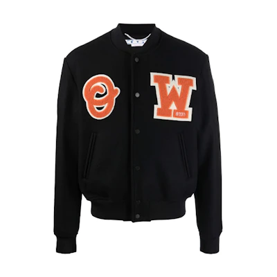 OFF-WHITE SS22 Logo Patch Varsity Jacket Black OMEA305C99FAB0011020