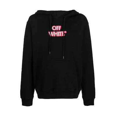 OFF-WHITE SS22 Logo Print Black Hoodie Loose Fit OMBB097F22FLE01110301030