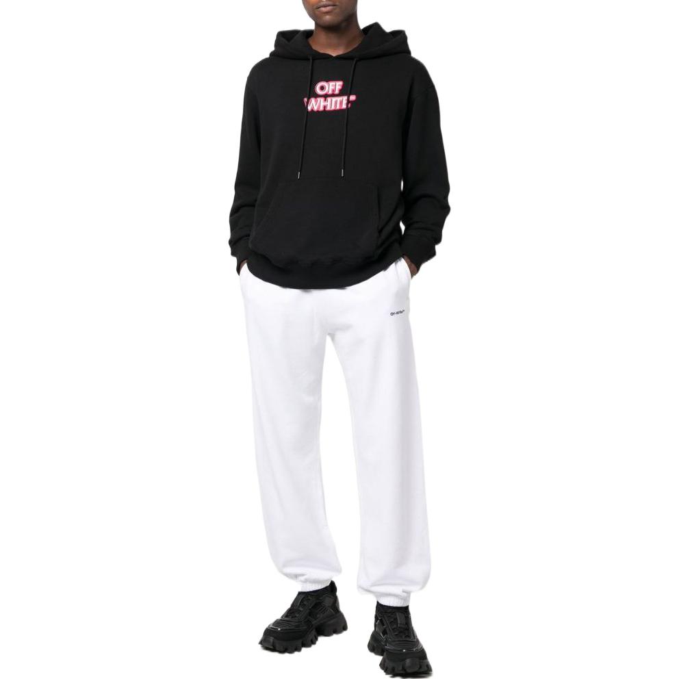 OFF-WHITE SS22 Logo Print Black Hoodie  Loose Fit OMBB097F22FLE01110301030 圖 3