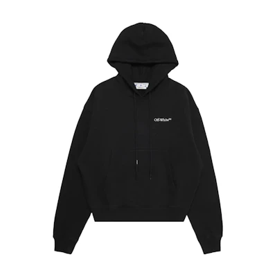 OFF-WHITE SS22 Logo Print Black Pullover Hoodie Men’s. OMBB037S22FLE0071001