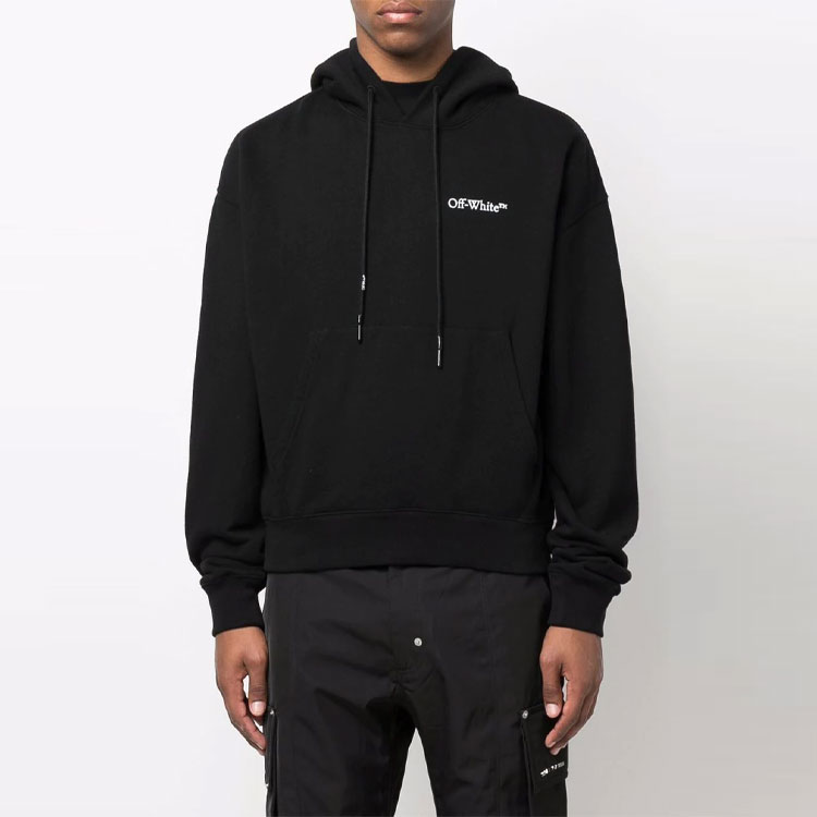 Lookbook OFF-WHITE SS22 Logo Print Black Pullover Hoodie Men’s. OMBB037S22FLE0071001