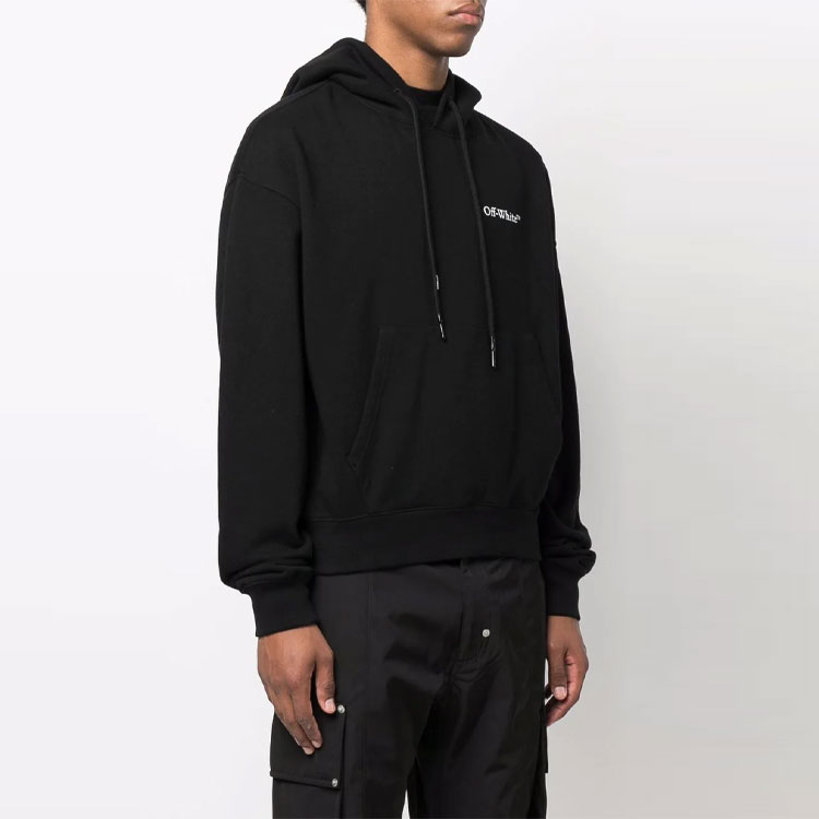 Shop OFF-WHITE SS22 Logo Print Black Pullover Hoodie Men’s. OMBB037S22FLE0071001
