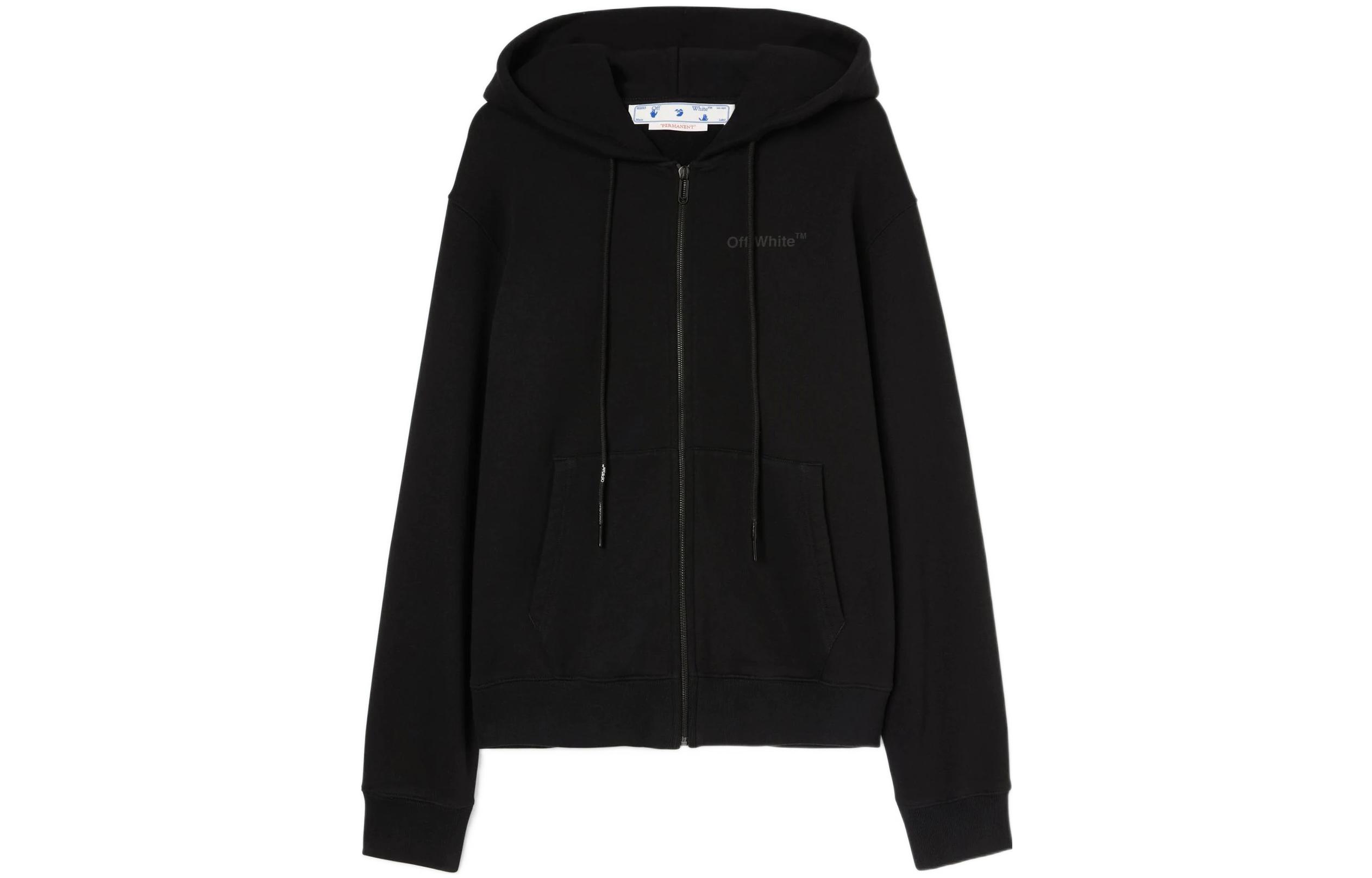 OFF-WHITE SS22 Marker Printed Zip Hoodie Black OMBE013C99FLE0011010
