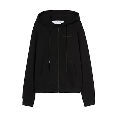 OFF-WHITE SS22 Marker Printed Zip Hoodie Black OMBE013C99FLE0011010
