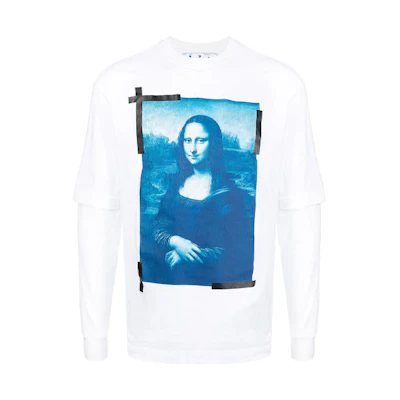 OFF-WHITE SS22 Mona Lisa Graphic Long Sleeve T-Shirt White Menswear OMAB068C99JER0010145