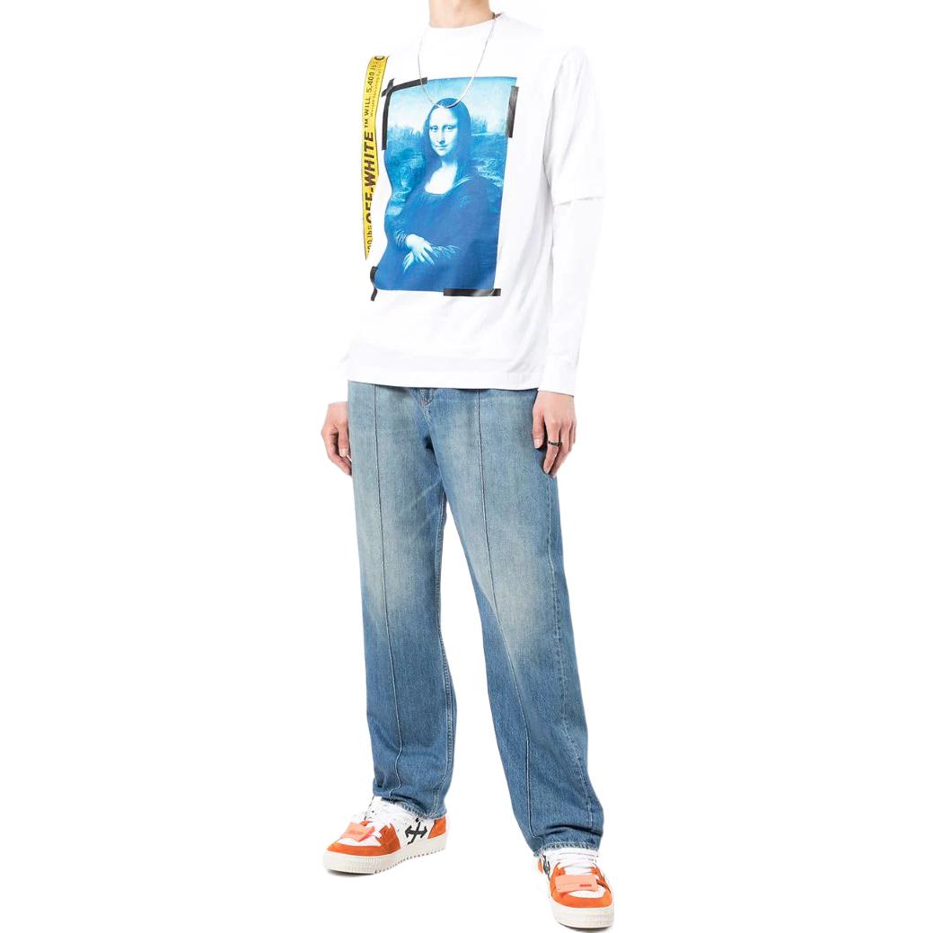 Lookbook OFF-WHITE SS22 蒙娜丽莎图案白色长袖T恤 男款潮流 OMAB068C99JER0010145