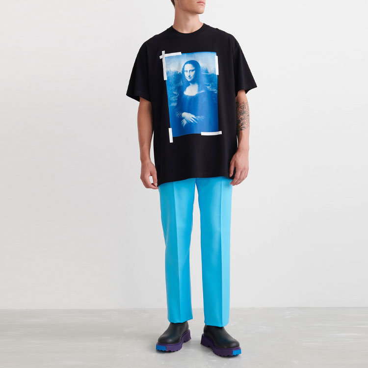 OFF-WHITE SS22 Mona Lisa Graphic Loose Fit T-Shirt Black Mens OMAA038C99JER0021045 圖 3