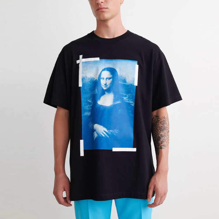 OFF-WHITE SS22 Mona Lisa Graphic Loose Fit T-Shirt Black Mens OMAA038C99JER0021045 圖 6