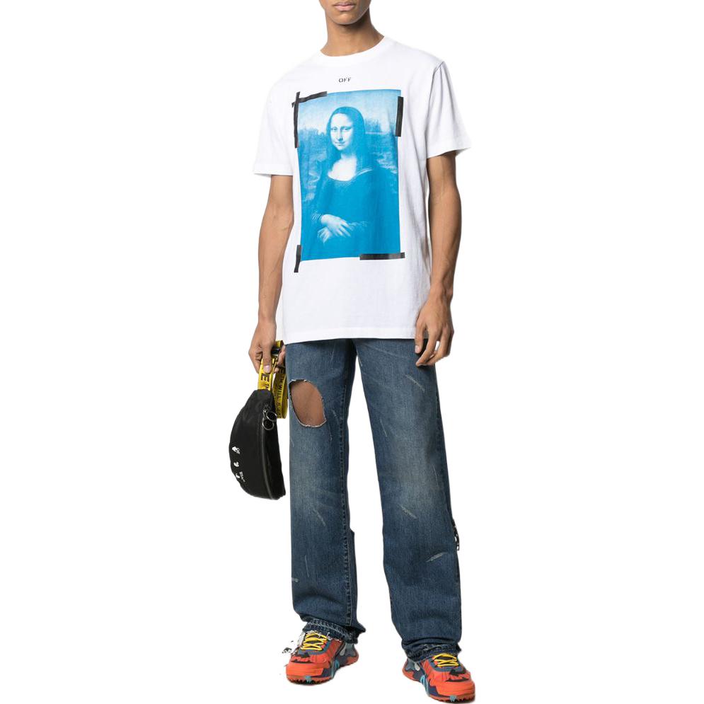 Lookbook Camiseta Blanca OFF-WHITE SS22 Gráfica Mona Lisa. OMAA027R21JER0020110WHITE