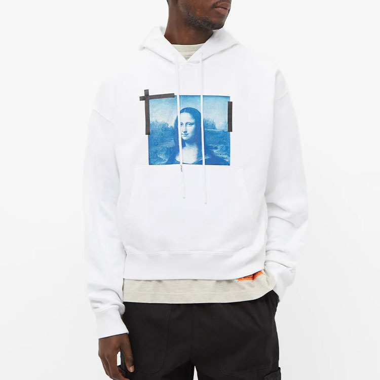 OFF-WHITE SS22 Mona Lisa Printed Hoodie White -  Regular Fit OMBB037C99FLE0050145 圖 3