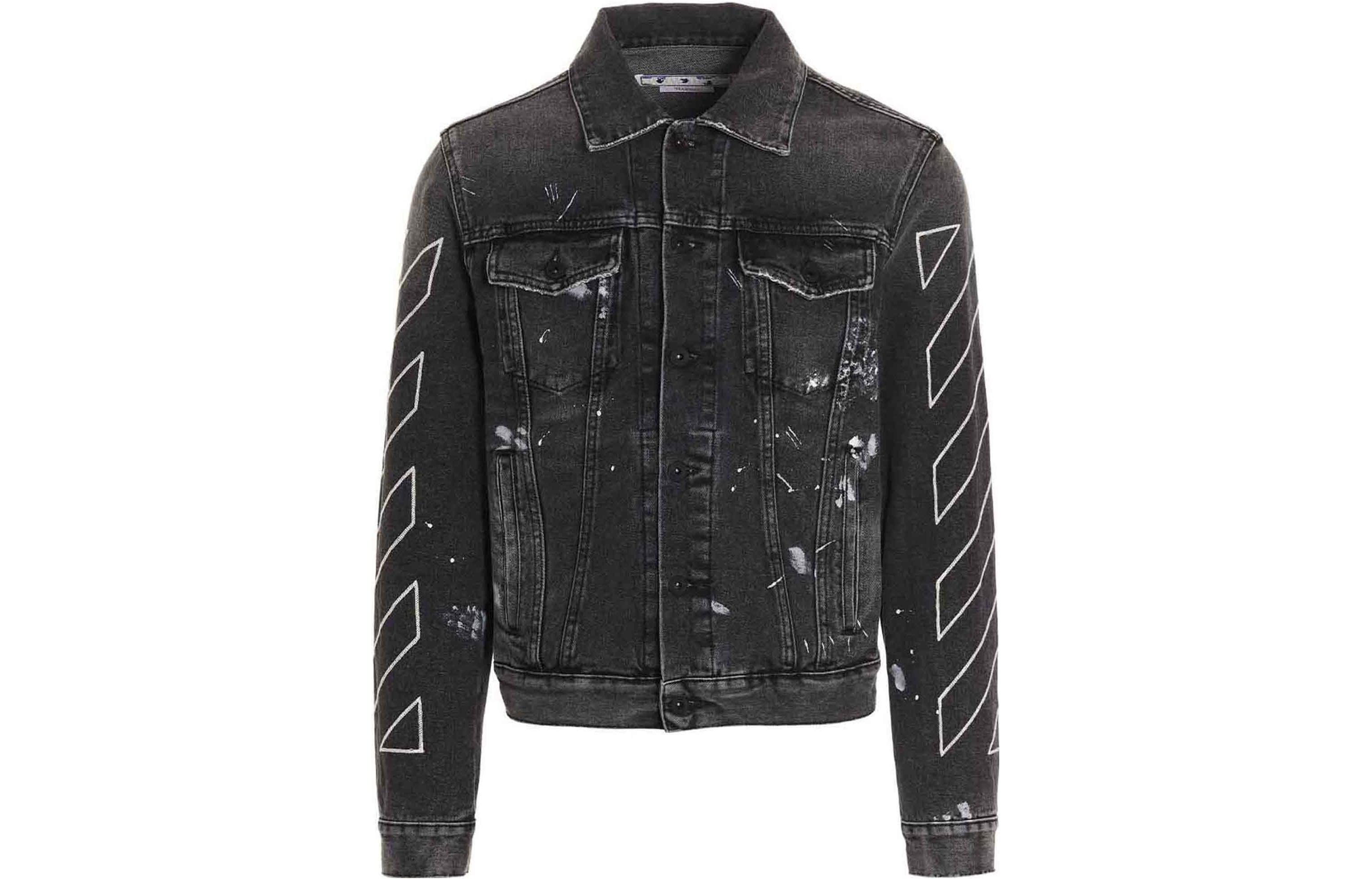 Order OFF-WHITE SS22 Printed Denim Jacket Black OMYE079S22DEN0011101