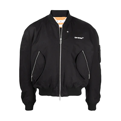 OFF-WHITE SS22 Printed Zip Bomber Jacket Black OMEH040C99FAB0011001