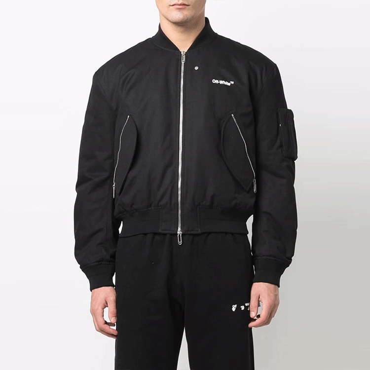 OFF-WHITE SS22 Printed Zip Bomber Jacket  Black OMEH040C99FAB0011001 圖 4