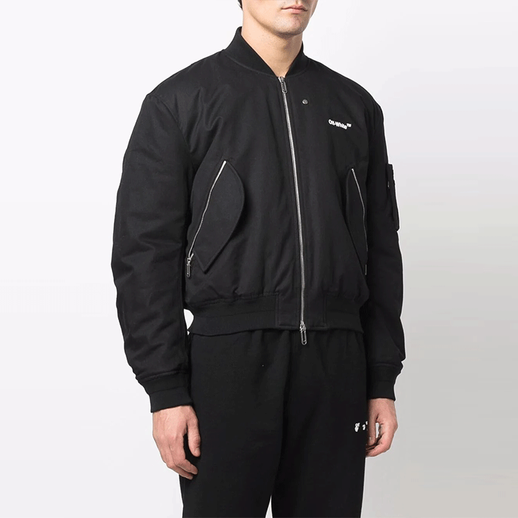 OFF-WHITE SS22 Printed Zip Bomber Jacket  Black OMEH040C99FAB0011001 圖 5