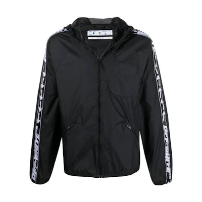 OFF-WHITE SS22 Retro Logo Jacquard Zip-Up Hoodie Jacket Black Men OMVL014C99FAB0011001