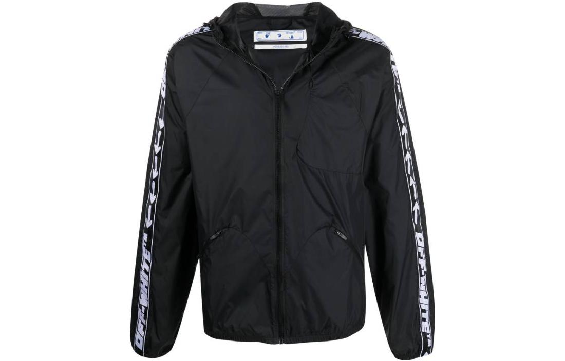 Order OFF-WHITE SS22 Retro Logo Jacquard Zip-Up Hoodie Jacket Black Men OMVL014C99FAB0011001