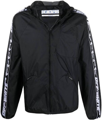 OFF-WHITE SS22 Retro Logo Jacquard Zip-Up Hoodie Jacket Black Men OMVL014C99FAB0011001 Order OFF-WHITE SS22 Retro Logo Jacquard Zip-Up Hoodie Jacket Black Men OMVL014C99FAB0011001