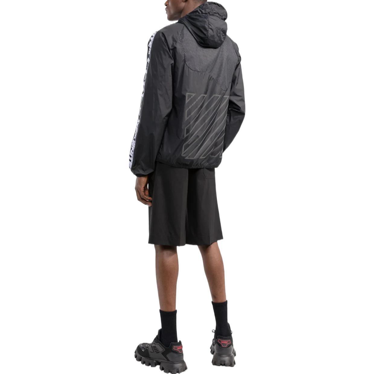 Shop OFF-WHITE SS22 Retro Logo Jacquard Zip-Up Hoodie Jacket Black Men OMVL014C99FAB0011001