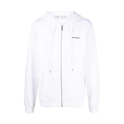 Off-White SS22 Solid Logo Print Zip-Up Hoodie Jacket White Menswear Classic Fit OMBE013F22FLE0070110