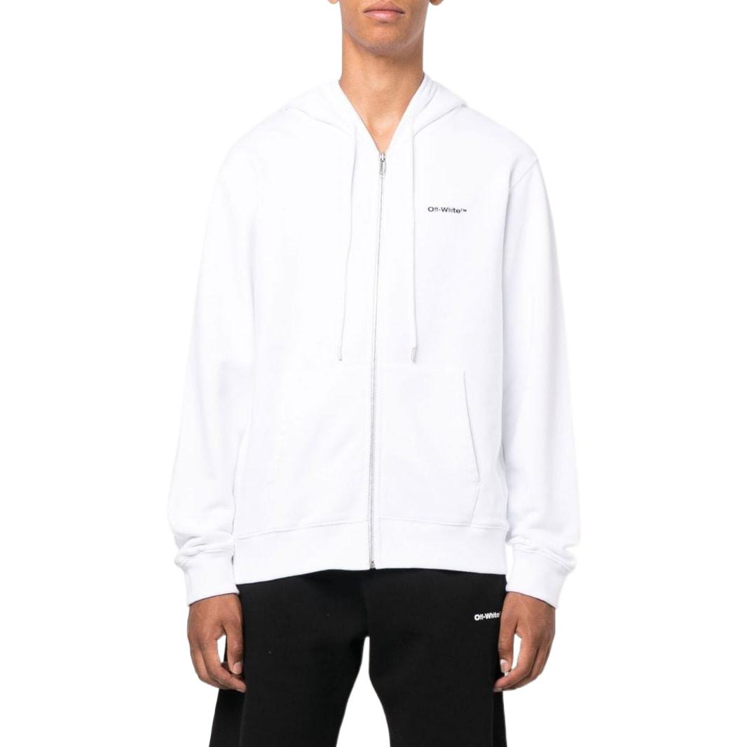 Lookbook Off-White SS22 Solid Logo Print Zip-Up Hoodie Jacket White Menswear Classic Fit OMBE013F22FLE0070110