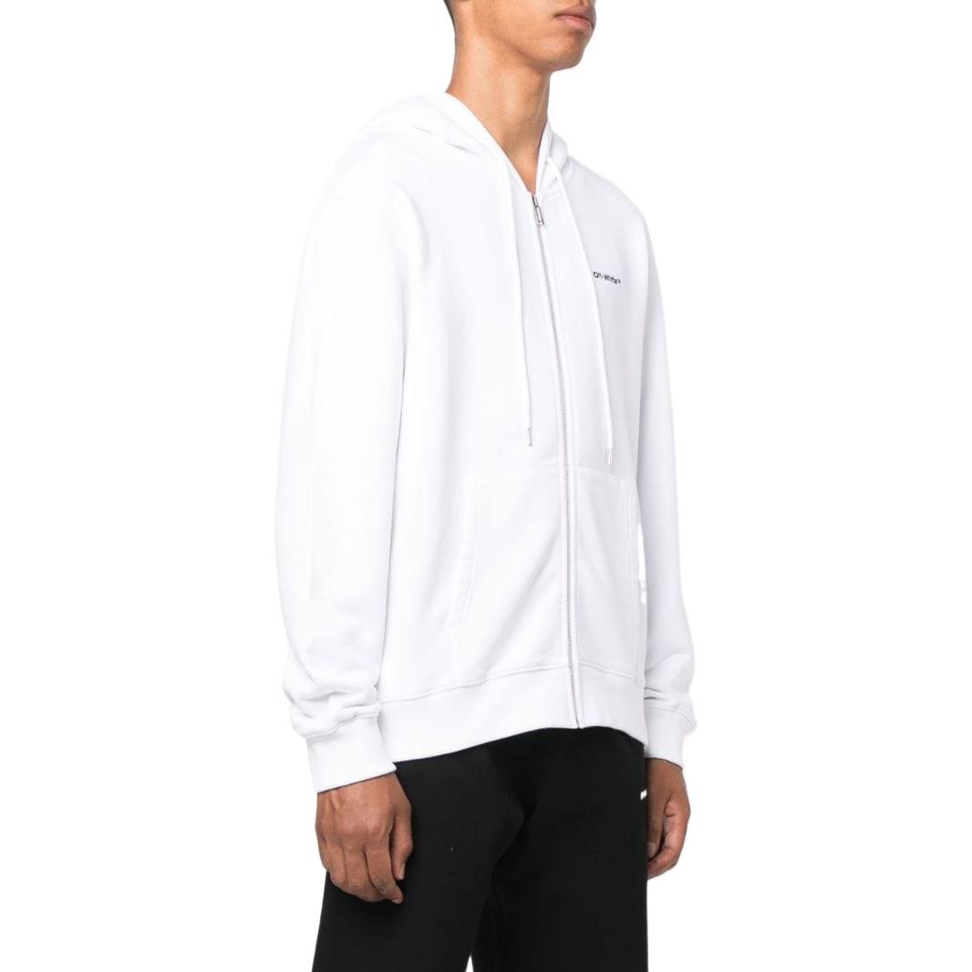 Shop Off-White SS22 Solid Logo Print Zip-Up Hoodie Jacket White Menswear Classic Fit OMBE013F22FLE0070110