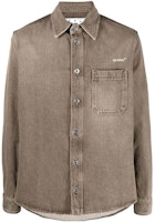 OFF-WHITE SS22 Striped Print Denim Collared Long Sleeve Shirt Light Brown Men OMYD027S22DEN0038600 OFF-WHITE SS22 Striped Print Denim Collared Long Sleeve Shirt Light Brown Men OMYD027S22DEN0038600