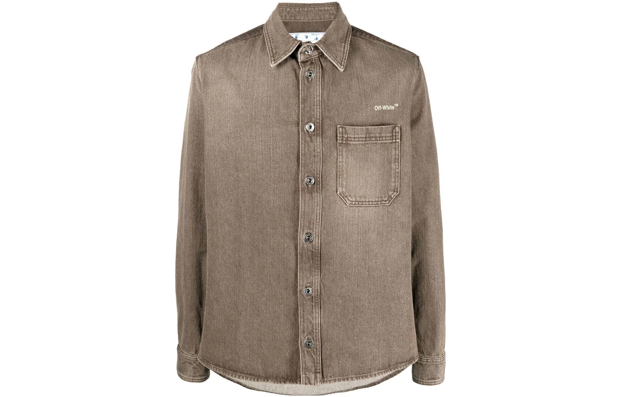 Order オフホワイト SS22 ストライププリント デニム シャツ ライトブラウン メンズ OMYD027S22DEN0038600