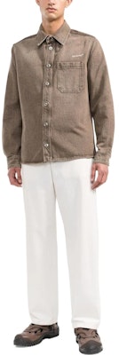 Camisa Hombre OFF-WHITE SS22 Rayada Manga Larga Cuello Denim Marrón Claro. OMYD027S22DEN0038600 Lookbook Camisa Hombre OFF-WHITE SS22 Rayada Manga Larga Cuello Denim Marrón Claro. OMYD027S22DEN0038600