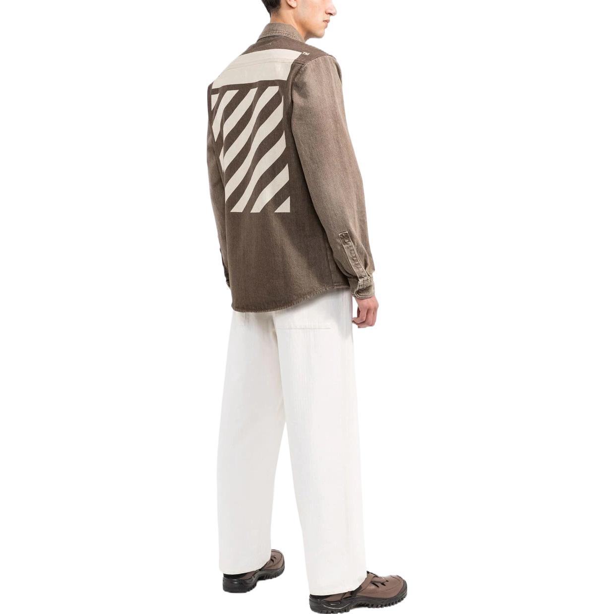 Shop オフホワイト SS22 ストライププリント デニム シャツ ライトブラウン メンズ OMYD027S22DEN0038600