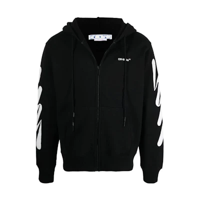 OFF-WHITE SS22 Wave Stripe Print Zip Jacket Black Regular Fit Men’s Outerwear OMBE013S22FLE00410011001