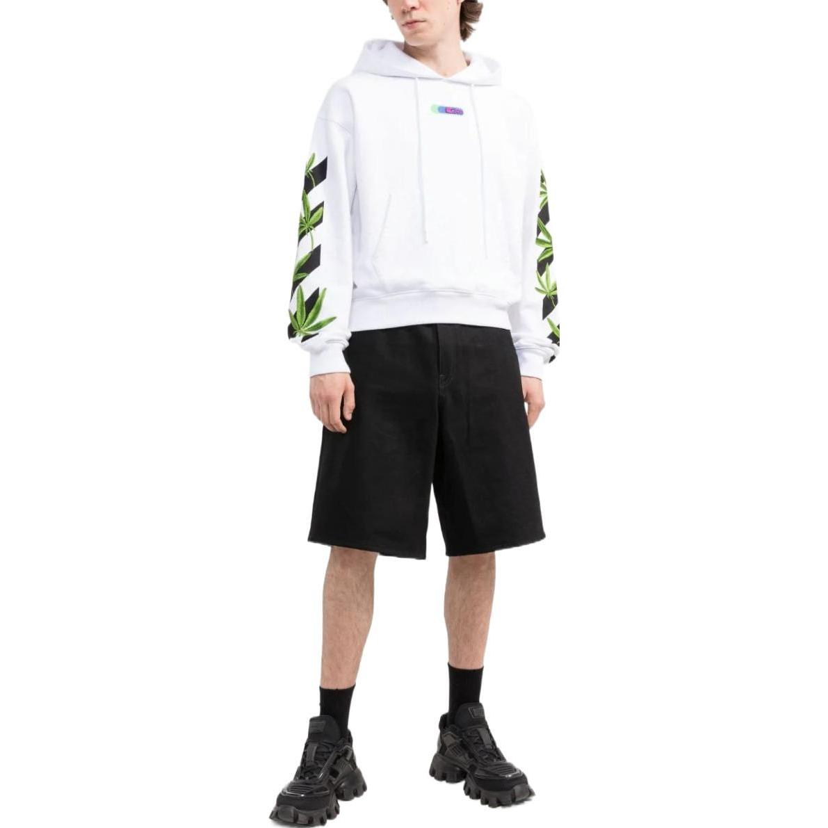 OFF-WHITE SS22 White Logo Print Hoodie  Long Sleeve Pullover OMBB037S22FLE0100155 圖 3