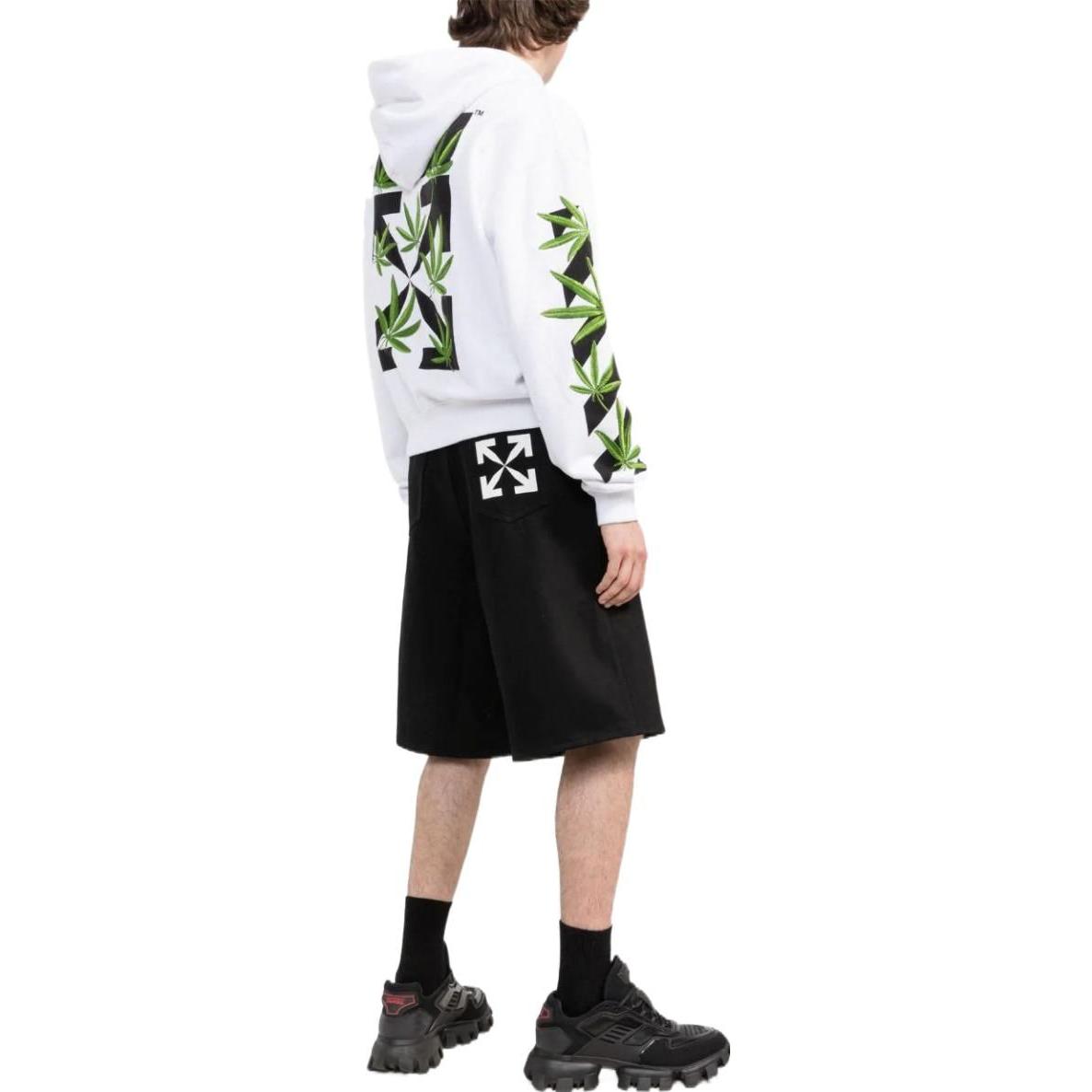 OFF-WHITE SS22 White Logo Print Hoodie  Long Sleeve Pullover OMBB037S22FLE0100155 圖 4